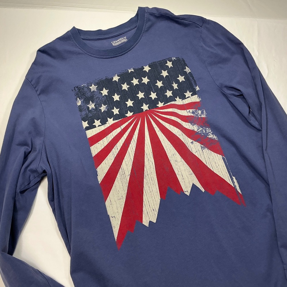 Cremieux American Flag Graphic Long‎ Sleeve Patriotic T-Shirt L